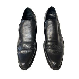 Via Spiga Herbert Black Leather Shoes Loafers Wingtip Brogue Size 10